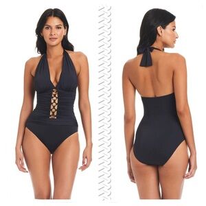 Bleu Rod Beattie Ring Me Up Halter Mio One Piece Black
